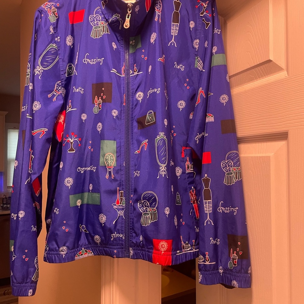 Vintage 90s Koret Sport Novelty Print Jacket Blue Zip Medium
